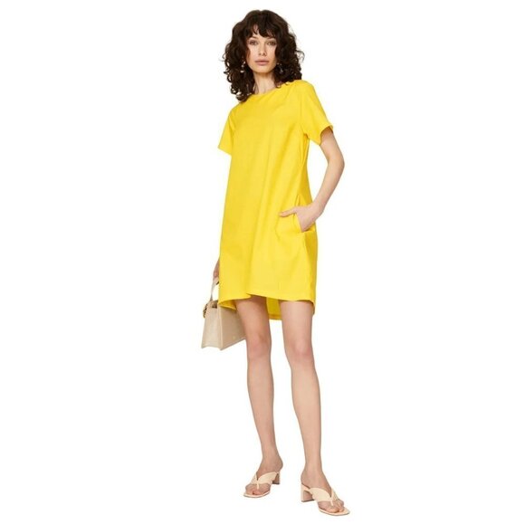 Osman Yousefzada Collective T-Shirt Dress in Yellow 4 Womens Mini Aline - Picture 1 of 11